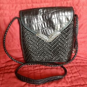 Brighton Croc and woven black purse